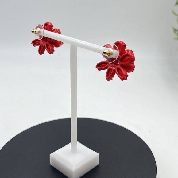 J. Crew Red Round Bauble Beads Cluster Stud Earrings - Picture 12 of 16